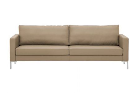 Leather 3 seat sofa - Portobello with hocker