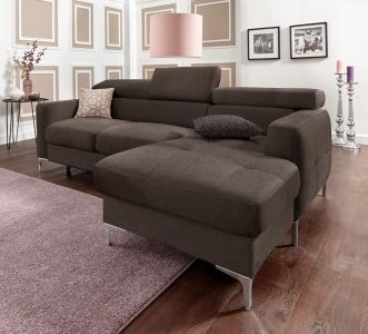Melns ādas dīvāns ar regulējamiem balstiem