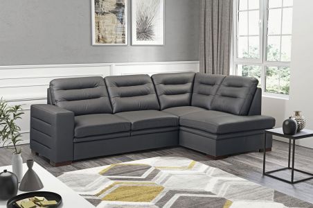 Leather corner sofa XL - Caro (Pull-out with laundry compartment)