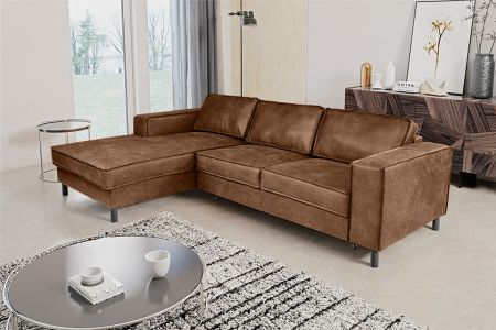 Кожаный Угловый диван - Celjon (Pаскладной с ящиком для белья)