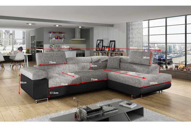 Corner sofa - Anton (Pull-out with storage box)