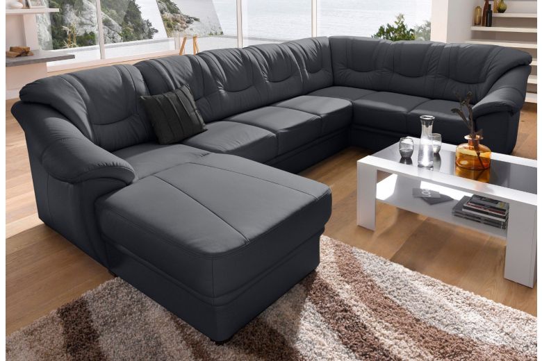 Leather U shape sofa - Savona (Pull-out)