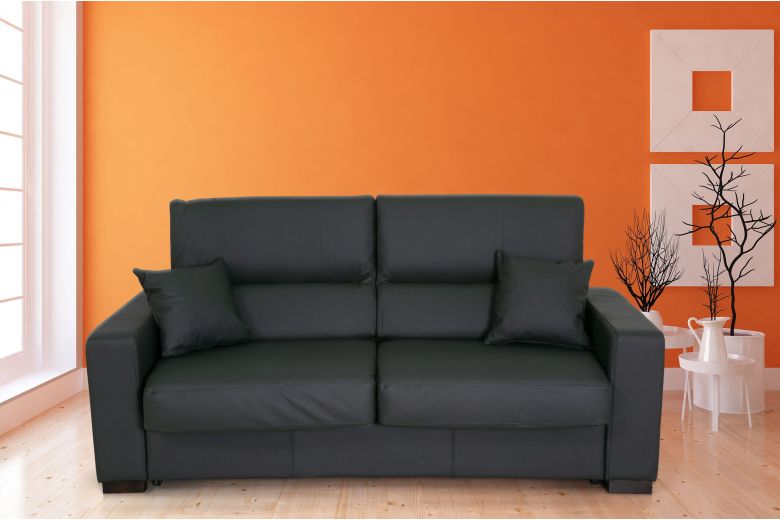 Leather 2 seat sofa - Leonardo (Pull-out)