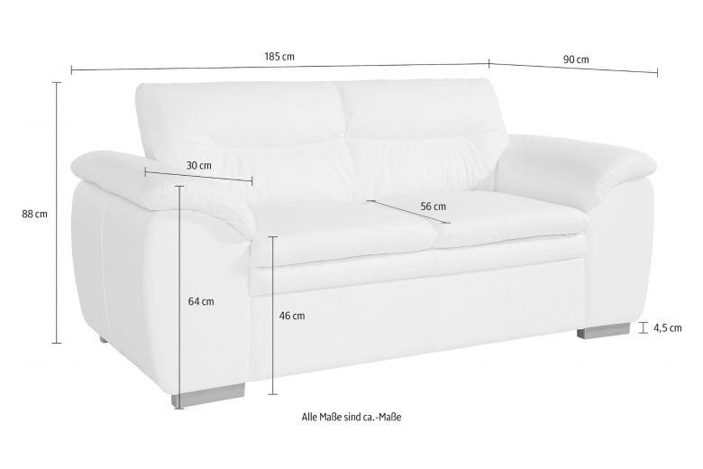 Leather 2 seat sofa - Leandra