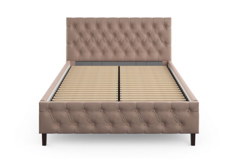 Upholstered bed 140x200 - Westhampton with bed slat (With storage box)