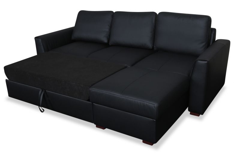 Leather corner sofa - Moreno (Pull-out with storage box)