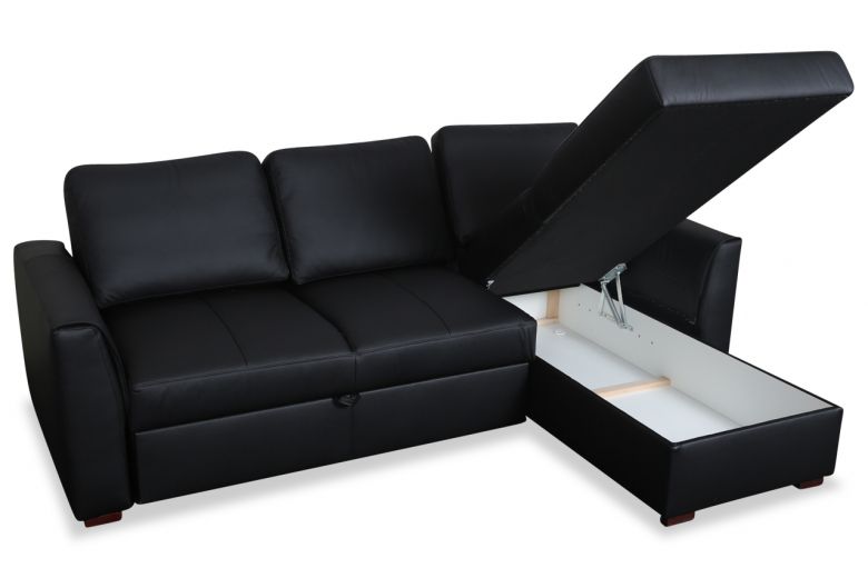 Leather corner sofa - Moreno (Pull-out with storage box)