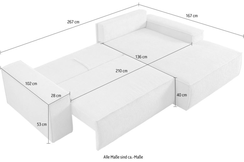 Corner sofa - Sherwood (Pull-out with storage box)