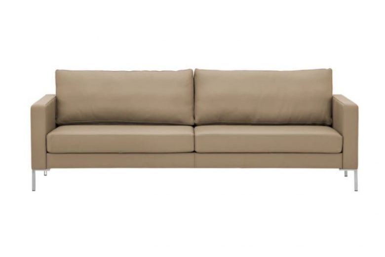 Leather 3 seat sofa - Portobello with hocker