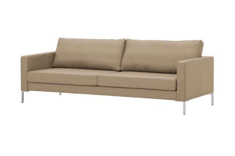Leather 3 seat sofa - Portobello with hocker