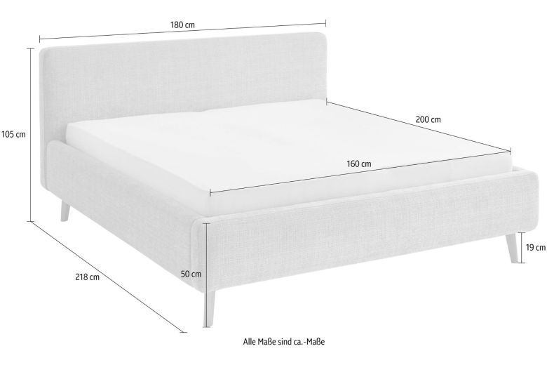 Upholstered bed 160x200 - Mattis with bed slat