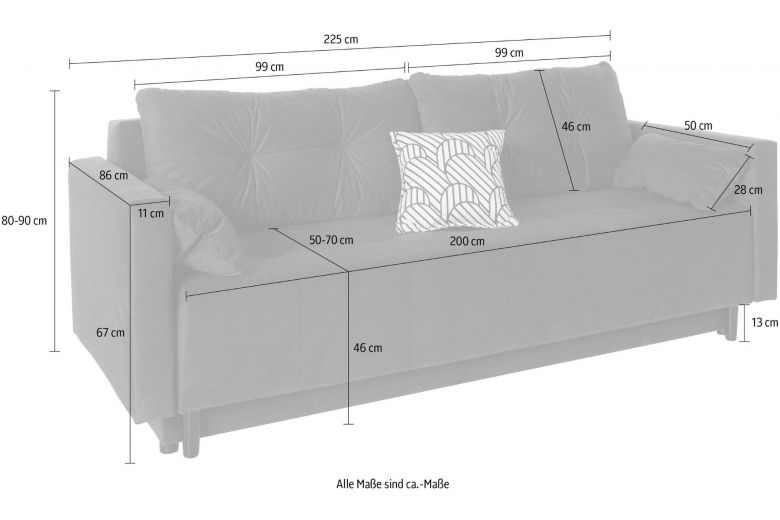 Sofa+bed - Petrol (Pull-out with storage box)