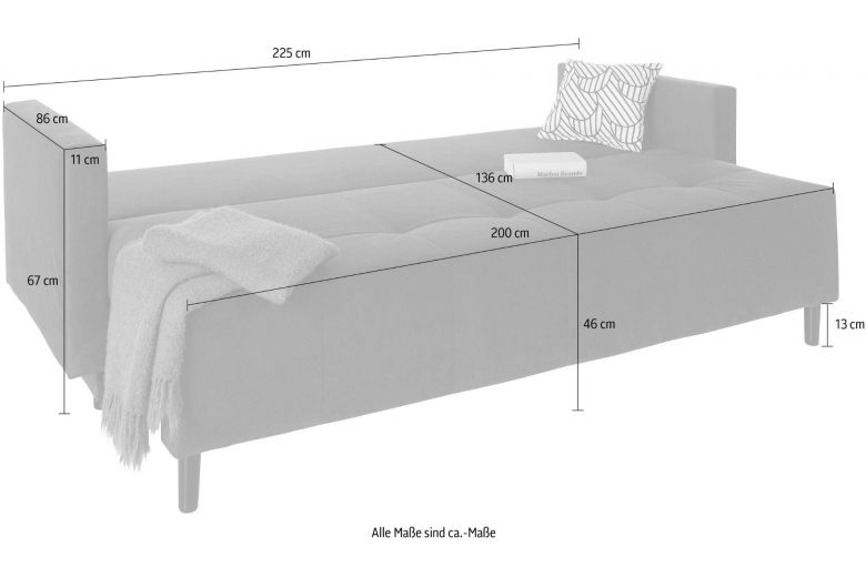 Sofa+bed - Petrol (Pull-out with storage box)