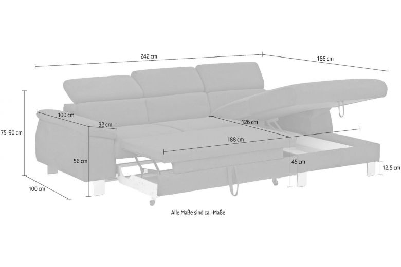 Corner sofa - Micky (Pull-out with storage box)