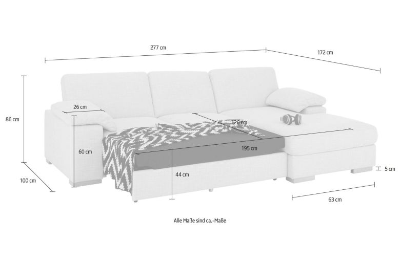 Corner sofa - Ventura (Pull-out with storage box)