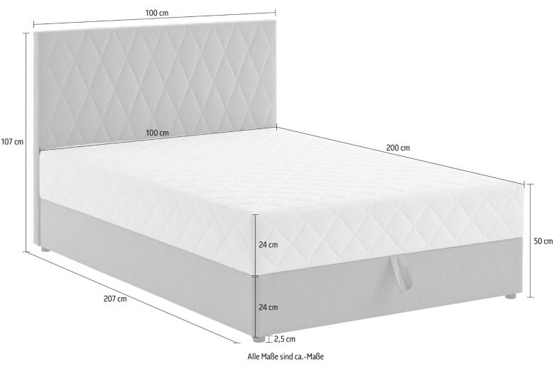 Kontinentālā gulta 100x200 - Benita (Ar veļas kasti)