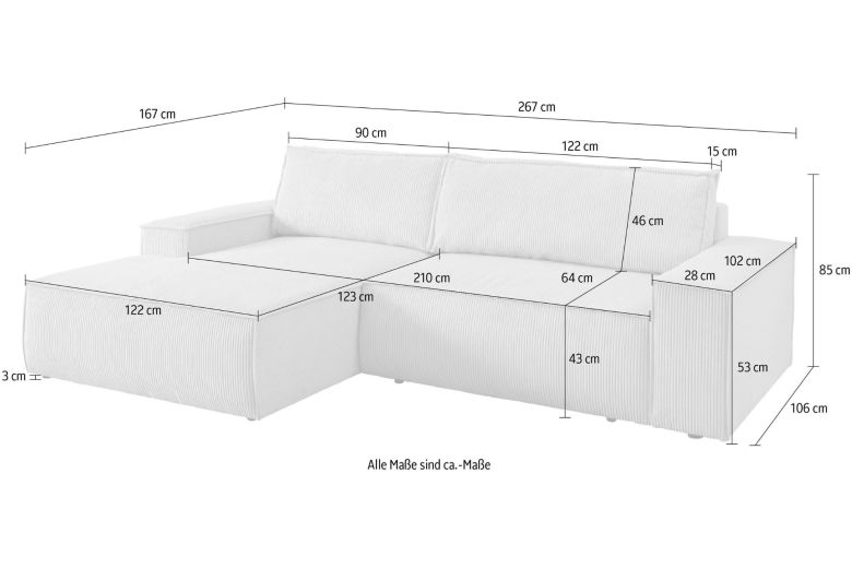 Corner sofa - Sherwood (Pull-out with storage box)