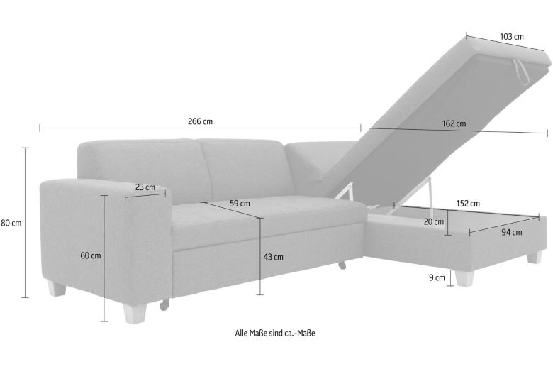 Corner sofa - Lynn (Pull-out with storage box)