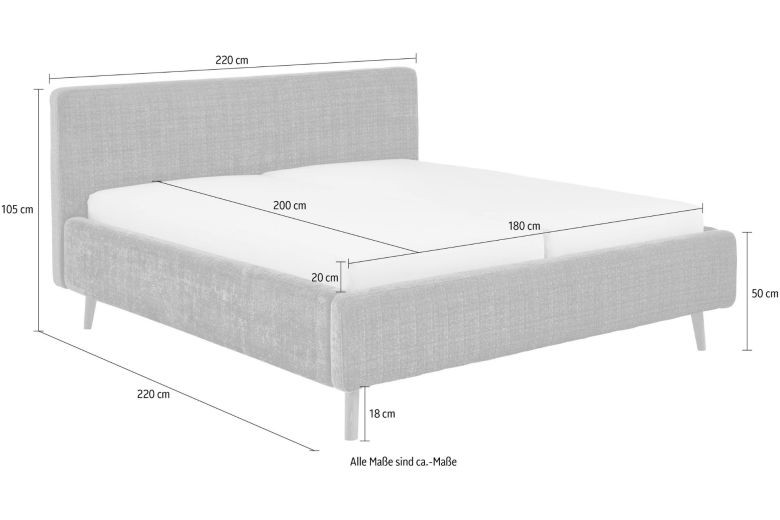 Upholstered bed 180x200 - Mattison (With storage box)