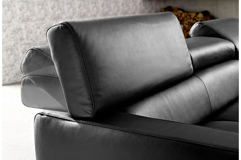 Leather corner sofa XL - Sammy with hocker (Pull-out with storage box)
