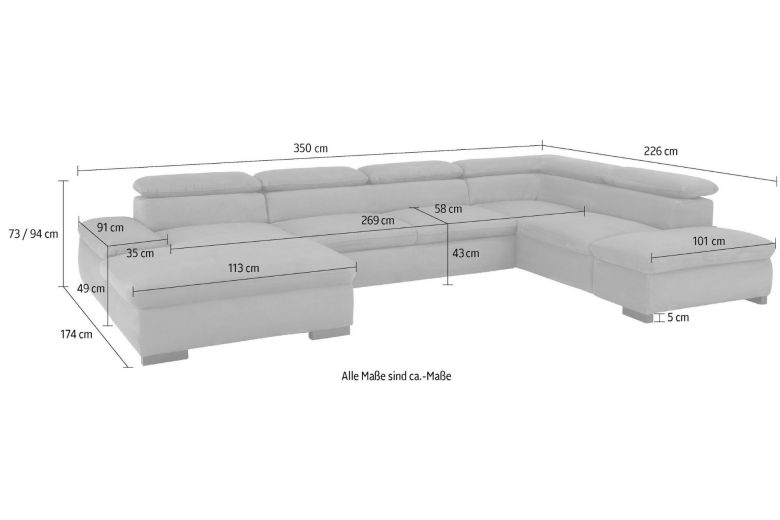 U shape sofa - Alberto (Pull-out)