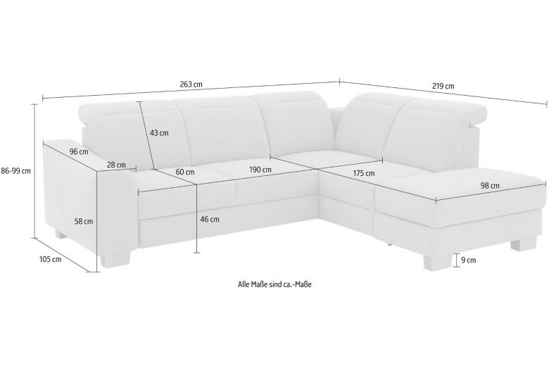 Corner sofa XL - Dundee (Pull-out with storage box)
