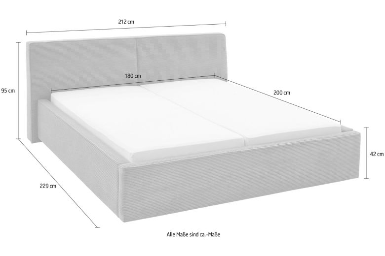 Upholstered bed 180x200 - Magnum with bed slat (With storage box)