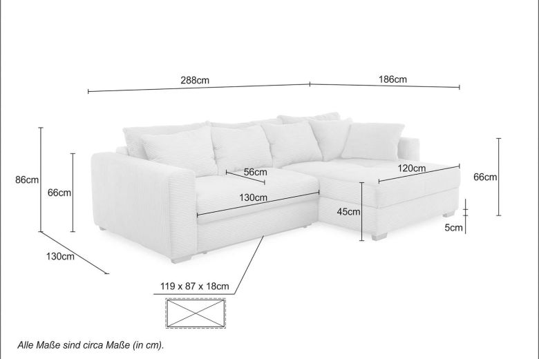 Corner sofa with changeable corner - Kampen (Pull-out with storage box)