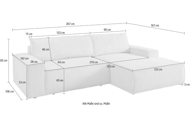 Corner sofa - Sherwood (Pull-out with storage box)