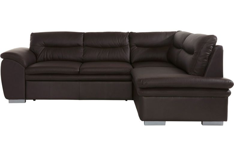 Leather corner sofa - Leandra (Pull-out with storage box)
