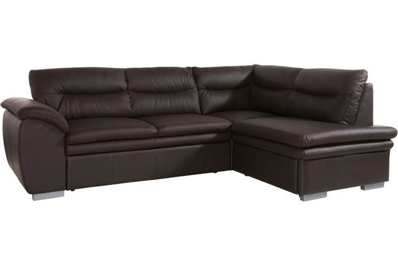 Leather corner sofa - Leandra (Pull-out with storage box)