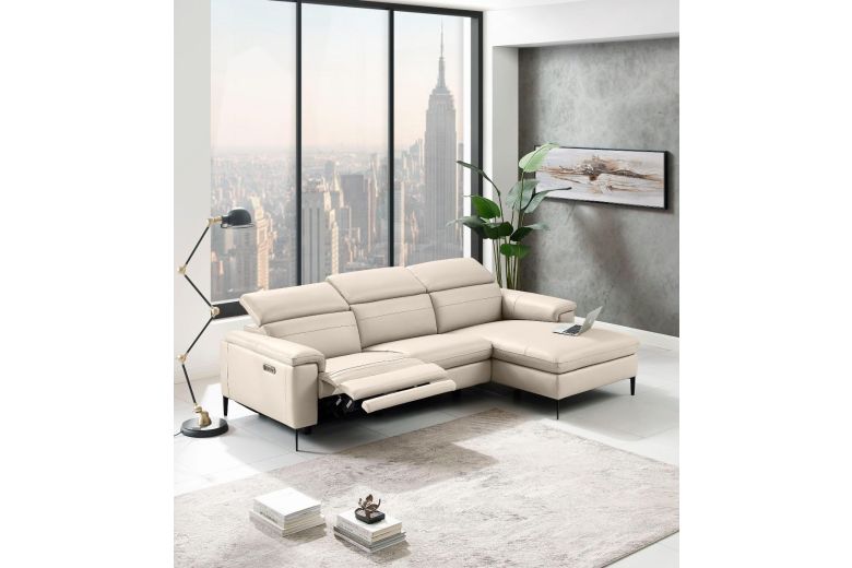 Leather corner sofa - Sacramento with hocker