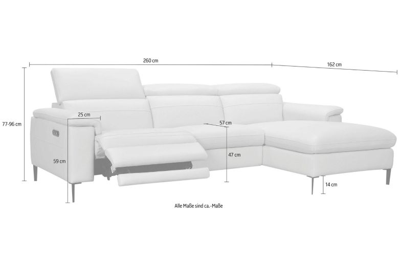 Leather corner sofa - Sacramento with hocker