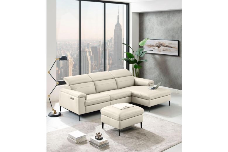 Leather corner sofa - Sacramento with hocker