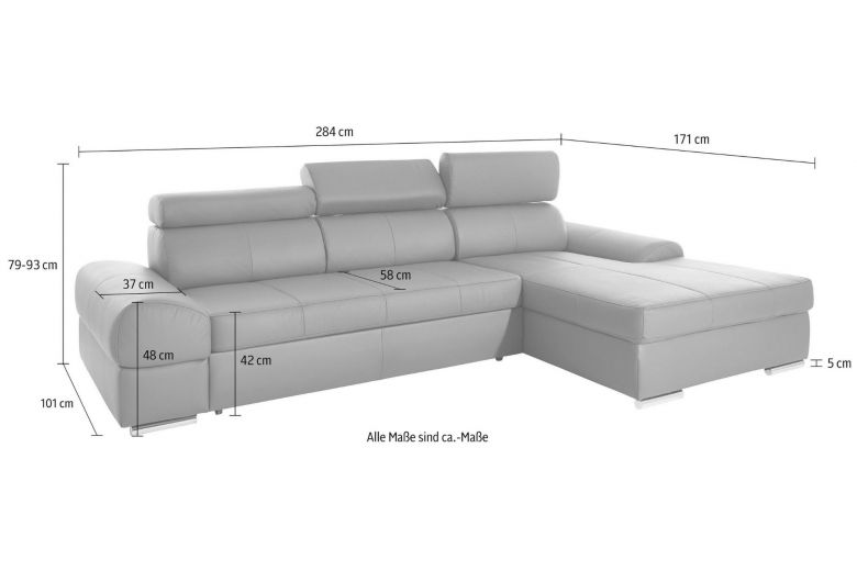 Leather corner sofa - Broadway (Pull-out)