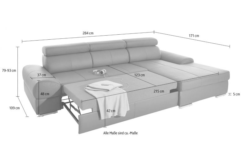 Leather corner sofa - Broadway (Pull-out)