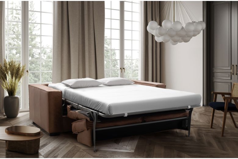 Leather sofa+bed - Texas (Pull-out)