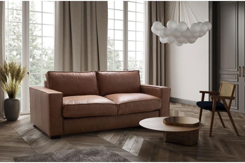 Leather sofa+bed - Texas (Pull-out)