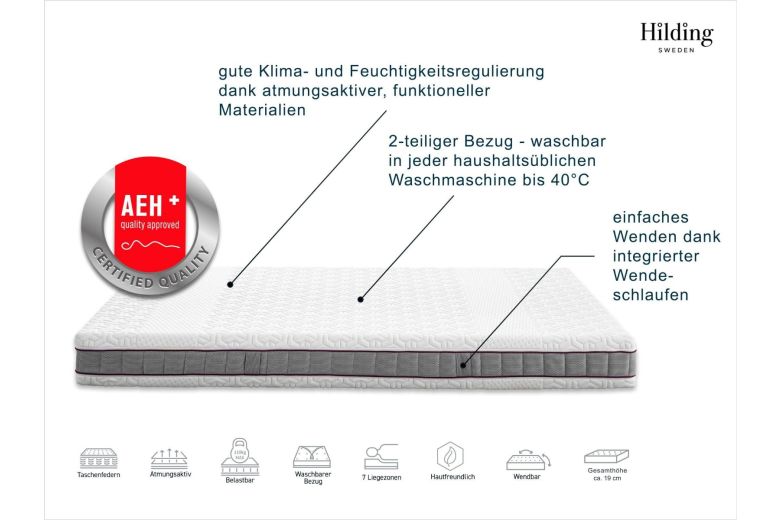 Pocket 7-zone spring mattress 160x200 - Hej