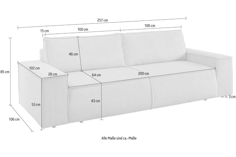 3 seat sofa - Sherwood (Pull-out with storage box)