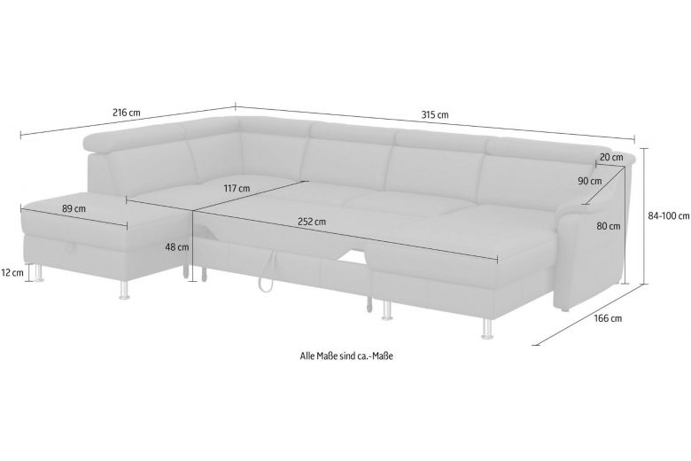 U shape sofa - Freetown (Pull-out with storage box)