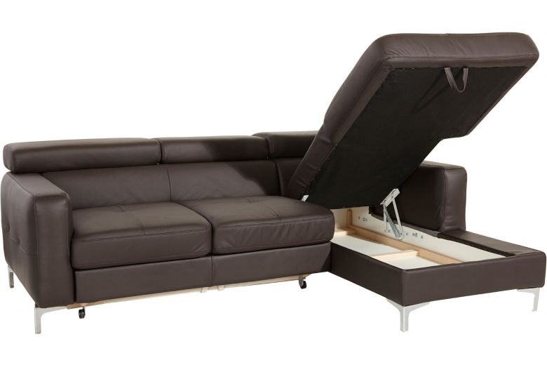 Leather corner sofa - Sammy ar pufu (Pull-out with storage box)