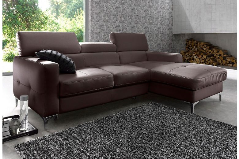 Leather corner sofa - Sammy ar pufu (Pull-out with storage box)