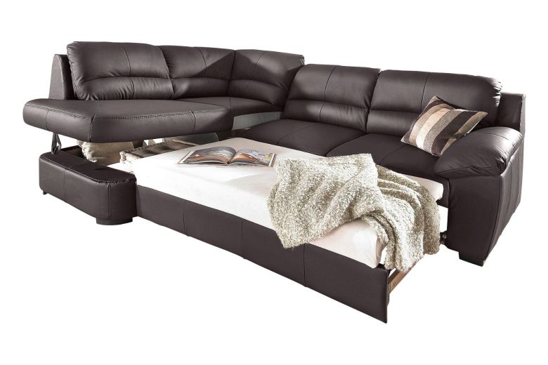 Leather corner sofa XL - Dani (Pull-out with storage box)