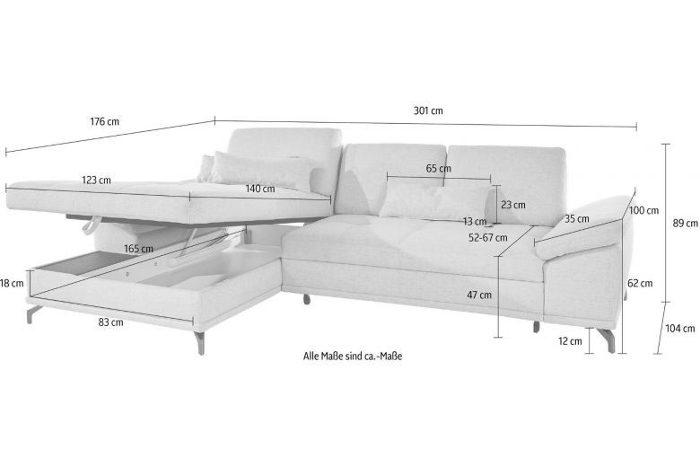 Corner sofa - Costello (Pull-out with storage box)