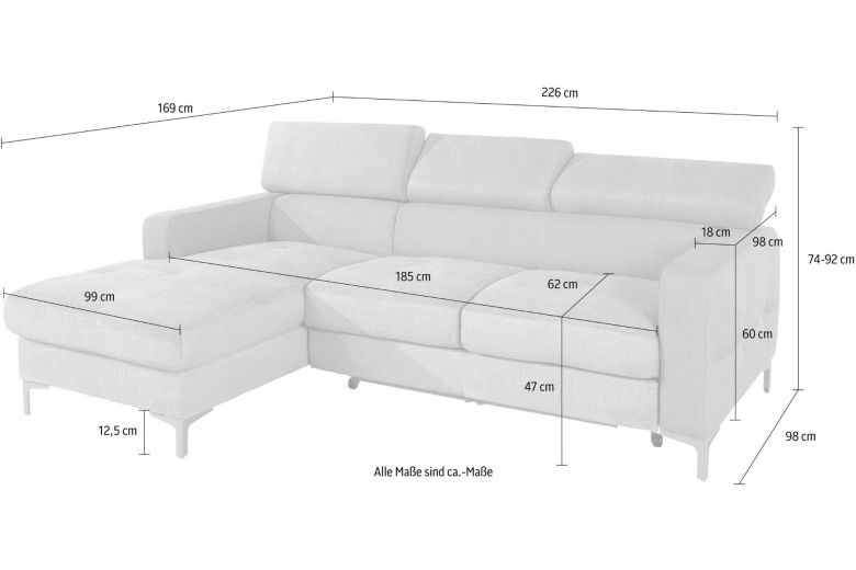 Corner sofa - Sammy (Pull-out with storage box)