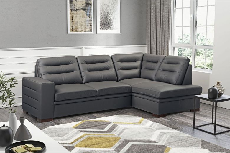 Leather corner sofa XL - Caro (Pull-out with storage box)