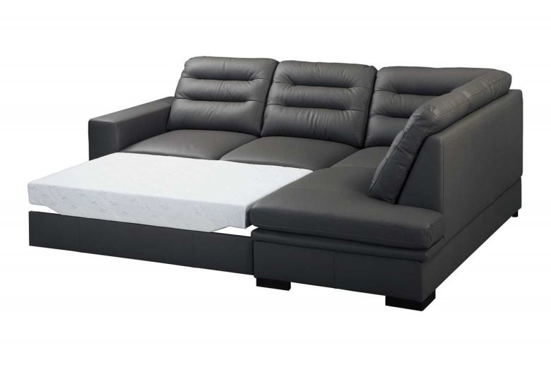 Leather corner sofa XL - Caro (Pull-out with storage box)