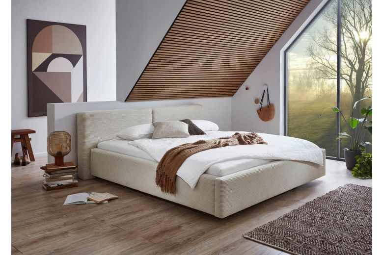 Upholstered bed 180x200 - Cube with bed slat (With storage box)