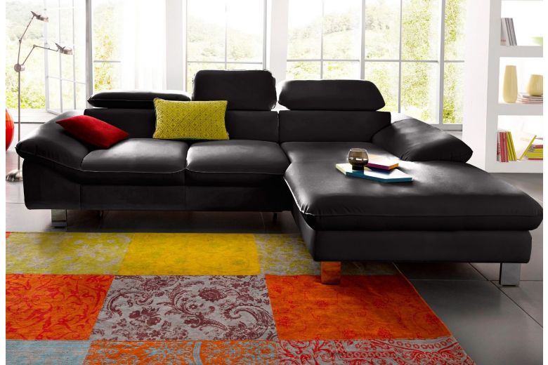 Leather corner sofa - Driver ar pufu with hocker (Pull-out with storage box)